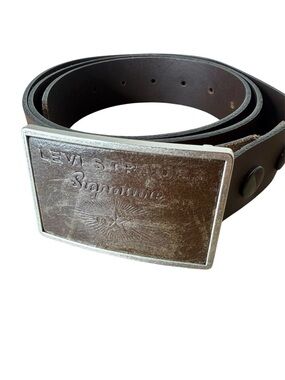 LEVI STRAUSS SIGNATURE Men’s New Brown Leather Belt Leather Buckle Size 42